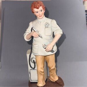 Lefton Dentist Figurine in Cream and Tan Japan Sculpture Redhead Gift